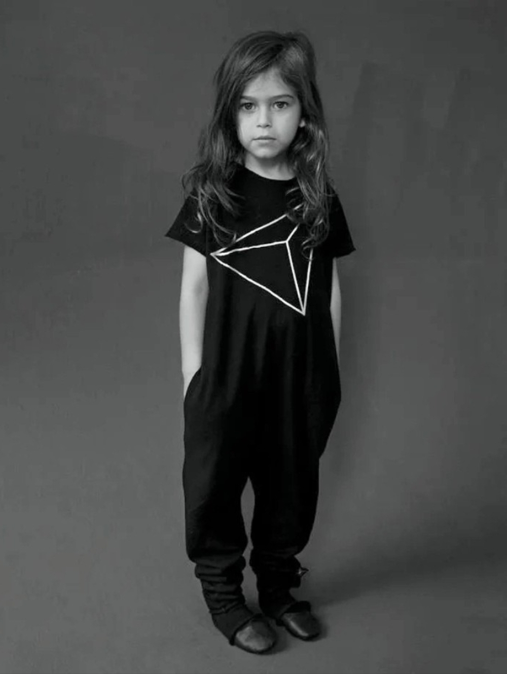 Nununu Short Sleeve Overalls Romper Black Geometric Print Toddler 3-4 Yrs